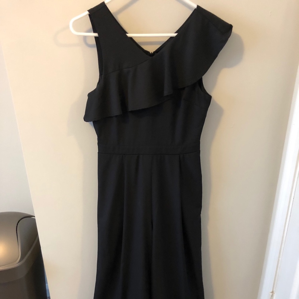 Black jumpsuit with ruffle top